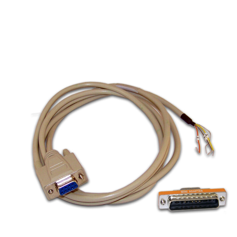 Kabel RS232 OHAUS ST103-CKW55 DB9 z gołymi końcami i adapterem mini D25 do wag TxxXW — widok z przodu