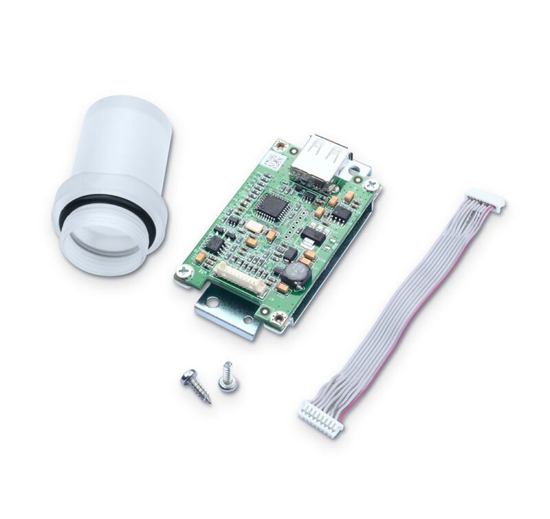 Port USB Host OHAUS SST — zestaw montażowy z płytką PCB, kablem i obudową — widok z góry