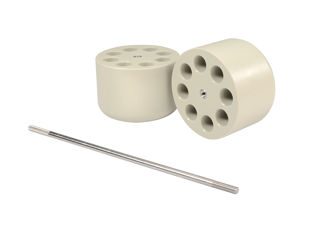 Adapter wirówkowy OHAUS D11MM na 8 probówek 1,5/2,0 ml z prętem mocującym — widok z przodu