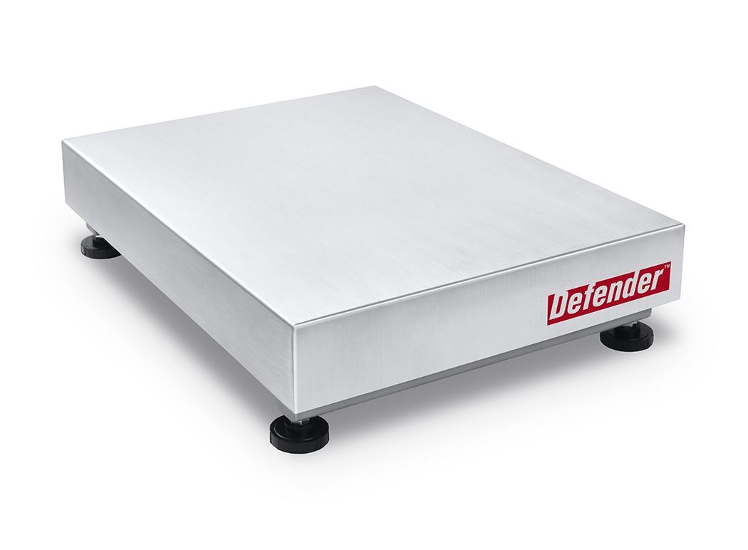 Nierdzewna platforma wagowa OHAUS Defender 3000 D60C1R 60 kg IP67, szalka 355×305 mm — widok z prawej